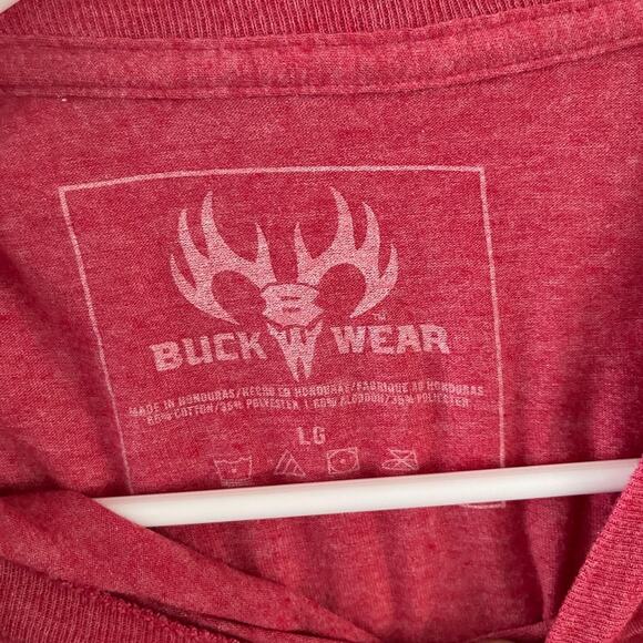 Buck Wear Willie Nelson Graphic T-Shirt Men Large Red Short Sleeve Crewneck - Picture 5 of 7